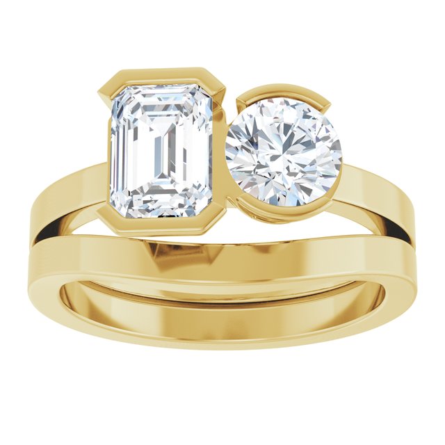 EMILY Toi Et Moi Two-Stone Emerald Cut Engagement Ring