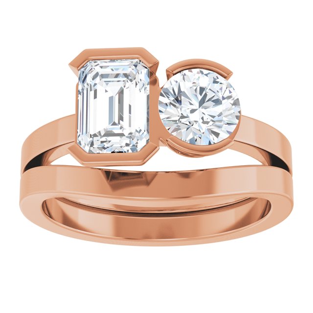 EMILY Toi Et Moi Two-Stone Emerald Cut Engagement Ring