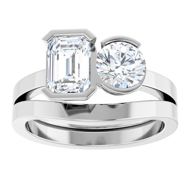 EMILY Toi Et Moi Two-Stone Emerald Cut Engagement Ring