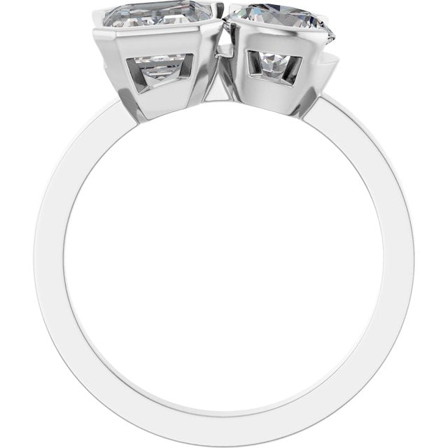 EMILY Toi Et Moi Two-Stone Emerald Cut Engagement Ring