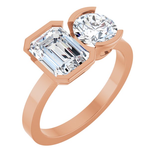 EMILY Toi Et Moi Two-Stone Emerald Cut Engagement Ring