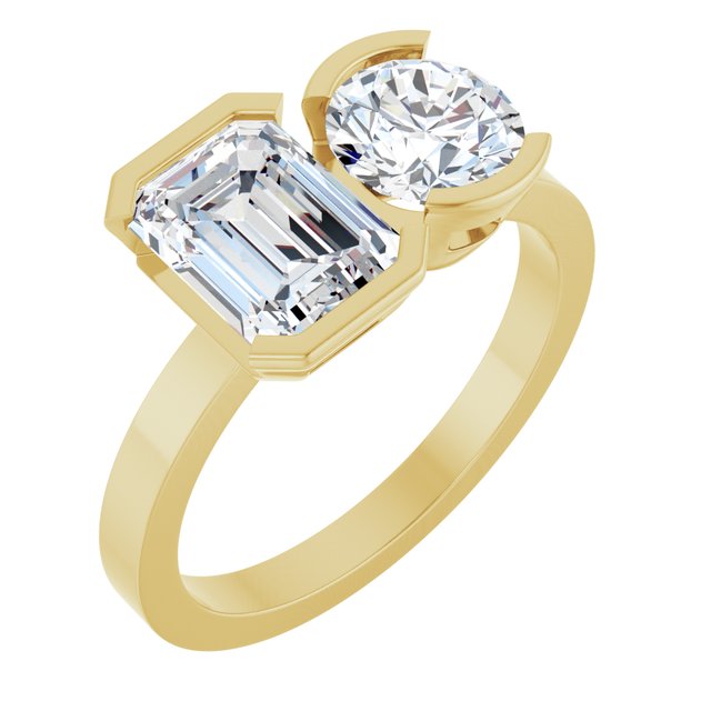 EMILY Toi Et Moi Two-Stone Emerald Cut Engagement Ring