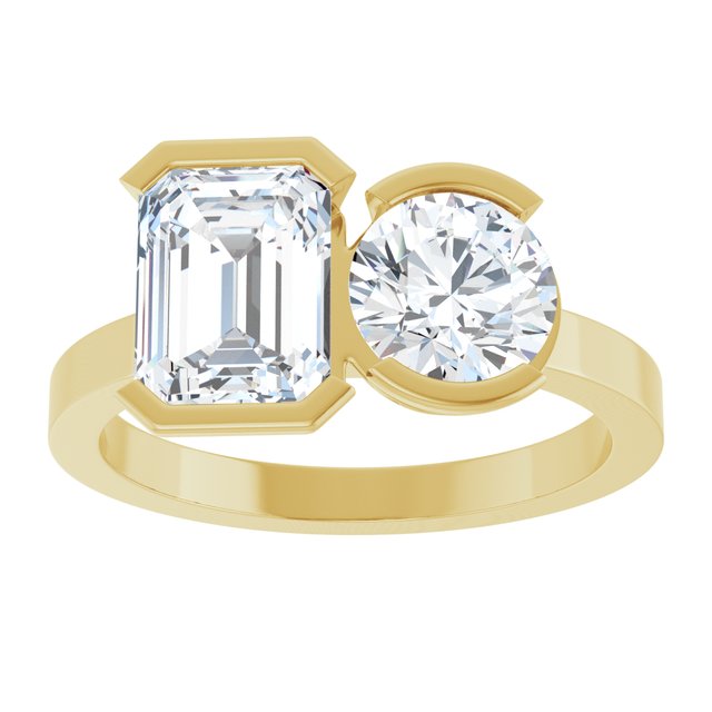 EMILY Toi Et Moi Two-Stone Emerald Cut Engagement Ring