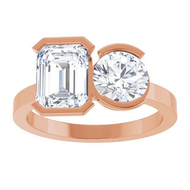 EMILY Toi Et Moi Two-Stone Emerald Cut Engagement Ring