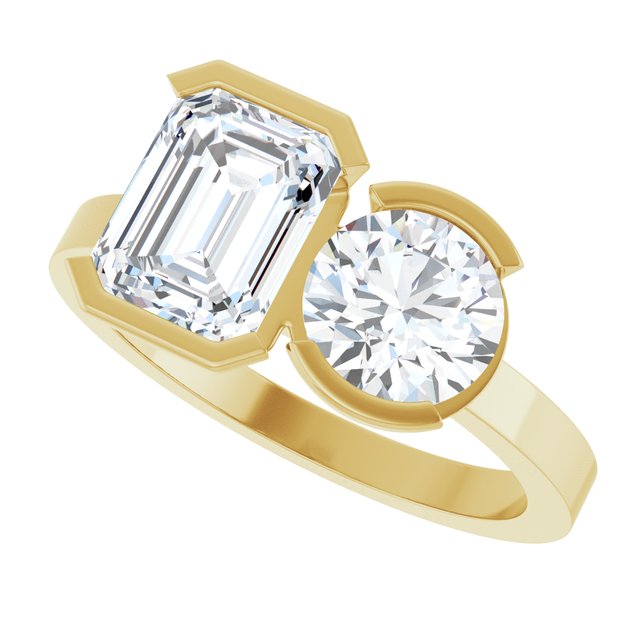EMILY Toi Et Moi Two-Stone Emerald Cut Engagement Ring