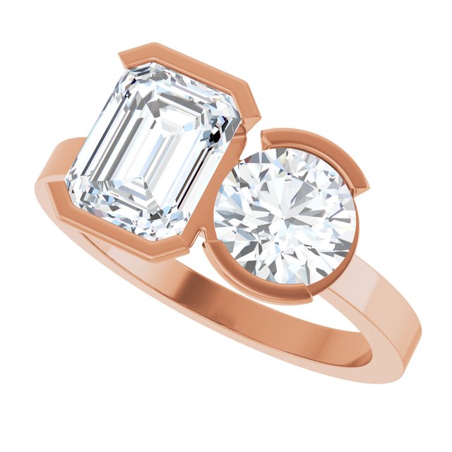 EMILY Toi Et Moi Two-Stone Emerald Cut Engagement Ring