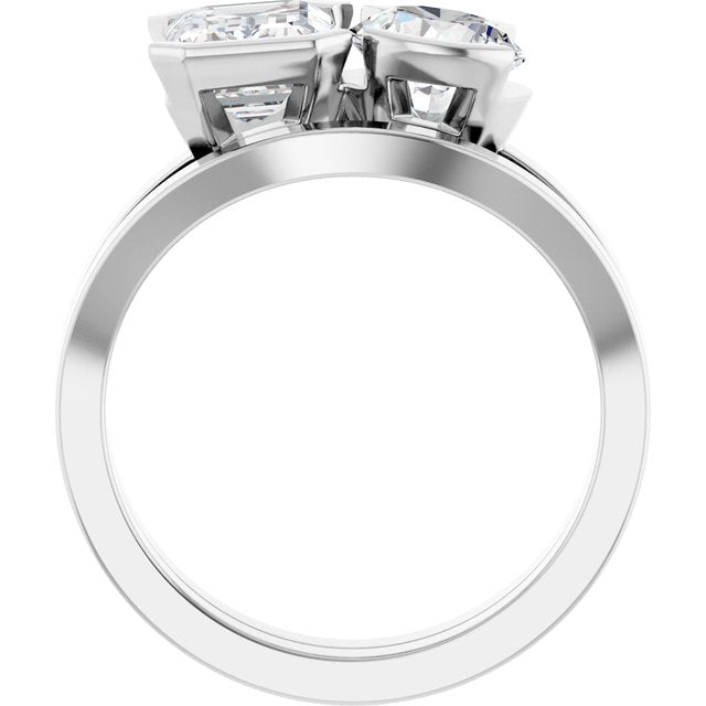 EMILY Toi Et Moi Two-Stone Emerald Cut Engagement Ring