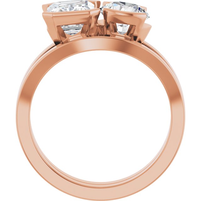 EMILY Toi Et Moi Two-Stone Emerald Cut Engagement Ring