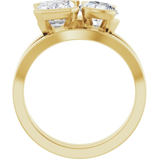 EMILY Toi Et Moi Two-Stone Emerald Cut Engagement Ring