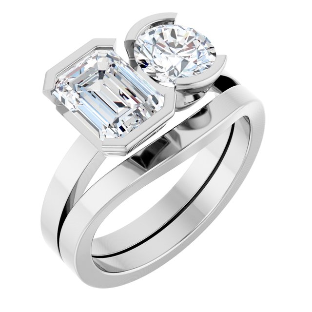 EMILY Toi Et Moi Two-Stone Emerald Cut Engagement Ring