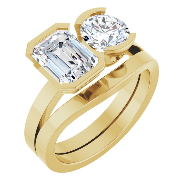 EMILY Toi Et Moi Two-Stone Emerald Cut Engagement Ring