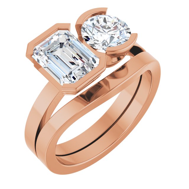 EMILY Toi Et Moi Two-Stone Emerald Cut Engagement Ring