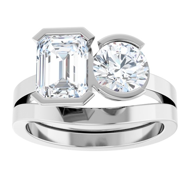 EMILY Toi Et Moi Two-Stone Emerald Cut Engagement Ring