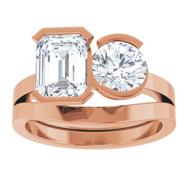 EMILY Toi Et Moi Two-Stone Emerald Cut Engagement Ring