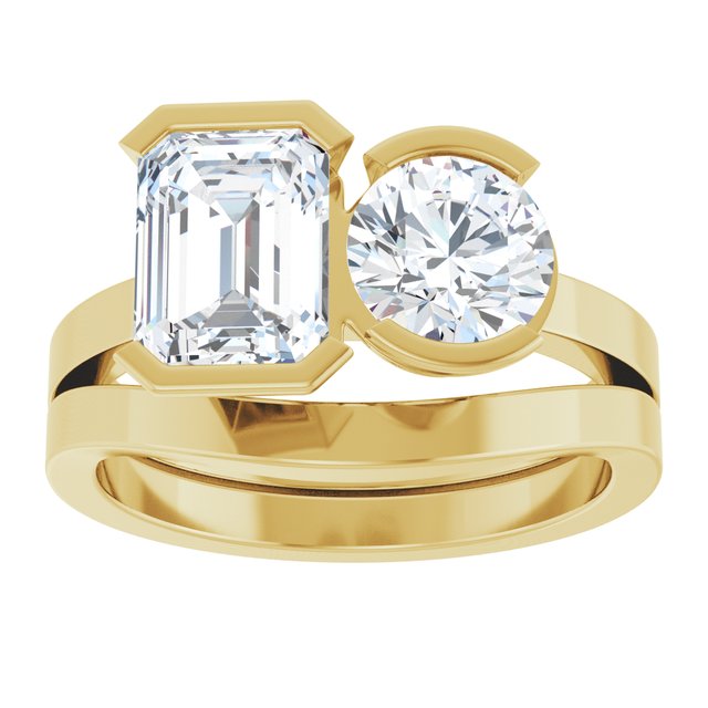 EMILY Toi Et Moi Two-Stone Emerald Cut Engagement Ring