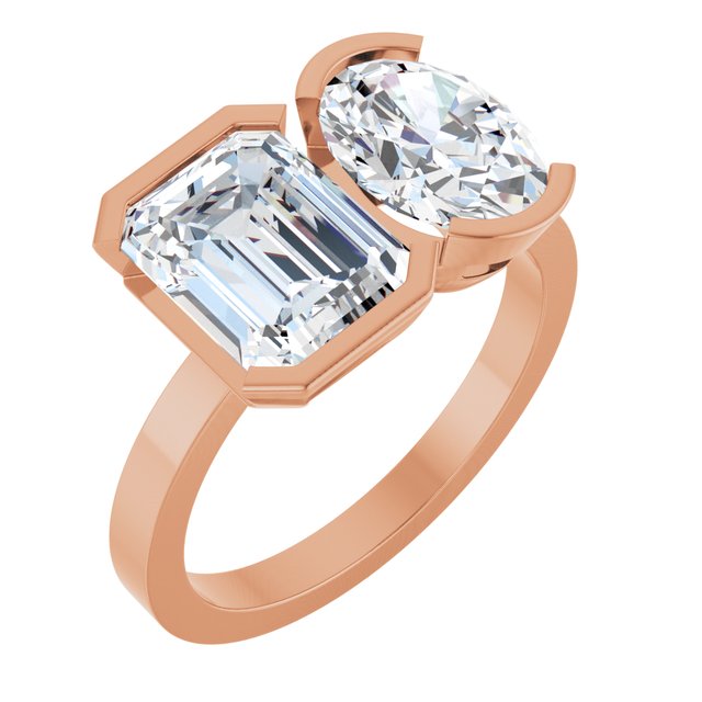 EMILY Toi Et Moi Two-Stone Emerald Cut Engagement Ring