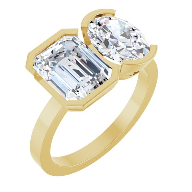 EMILY Toi Et Moi Two-Stone Emerald Cut Engagement Ring