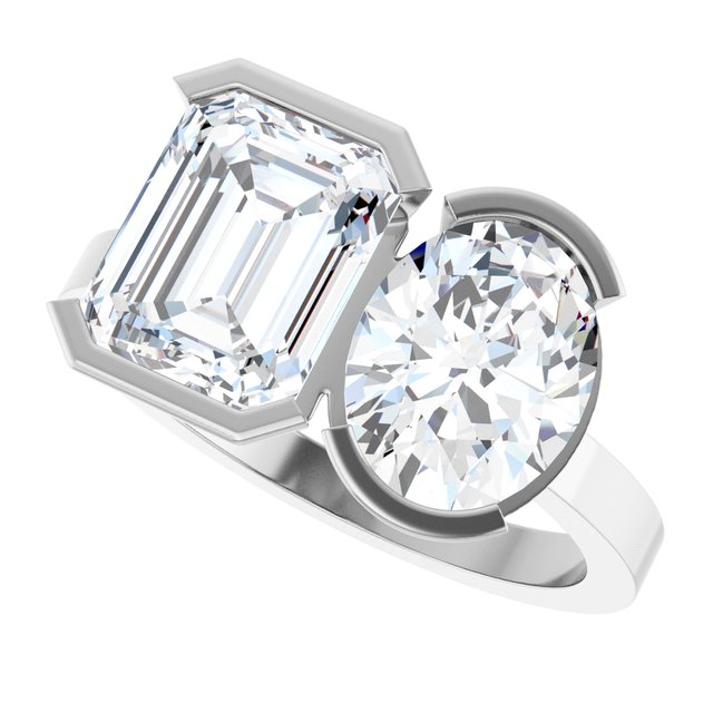 EMILY Toi Et Moi Two-Stone Emerald Cut Engagement Ring