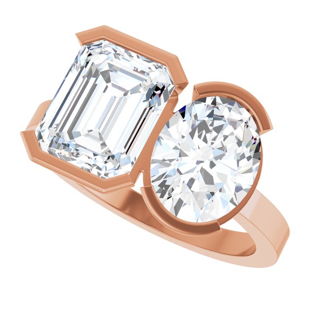 EMILY Toi Et Moi Two-Stone Emerald Cut Engagement Ring