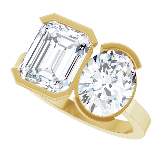 EMILY Toi Et Moi Two-Stone Emerald Cut Engagement Ring