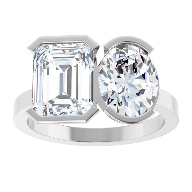 EMILY Toi Et Moi Two-Stone Emerald Cut Engagement Ring