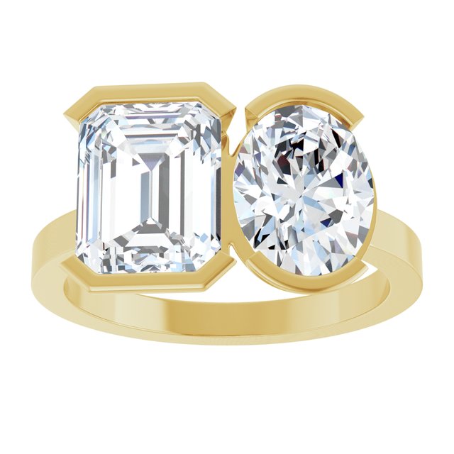 EMILY Toi Et Moi Two-Stone Emerald Cut Engagement Ring