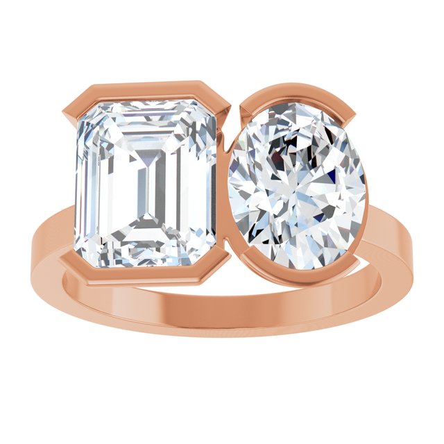 EMILY Toi Et Moi Two-Stone Emerald Cut Engagement Ring