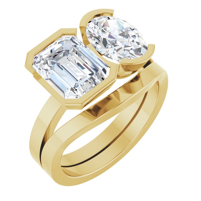 EMILY Toi Et Moi Two-Stone Emerald Cut Engagement Ring