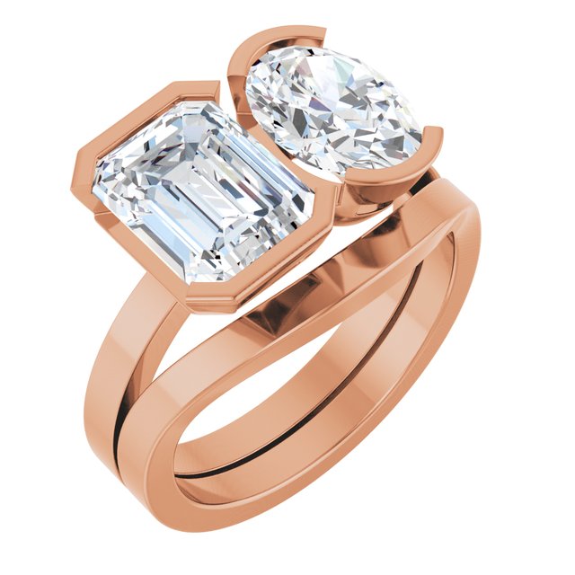 EMILY Toi Et Moi Two-Stone Emerald Cut Engagement Ring