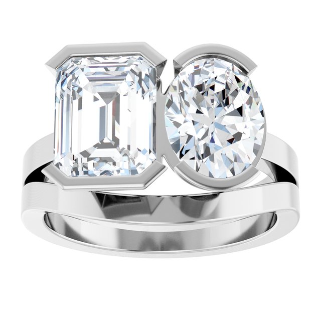 EMILY Toi Et Moi Two-Stone Emerald Cut Engagement Ring