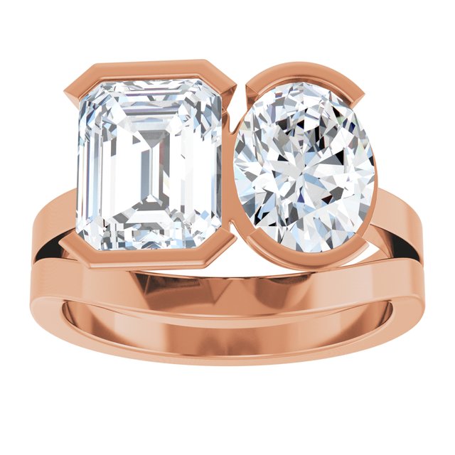 EMILY Toi Et Moi Two-Stone Emerald Cut Engagement Ring