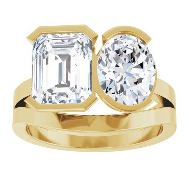EMILY Toi Et Moi Two-Stone Emerald Cut Engagement Ring