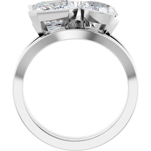 EMILY Toi Et Moi Two-Stone Emerald Cut Engagement Ring
