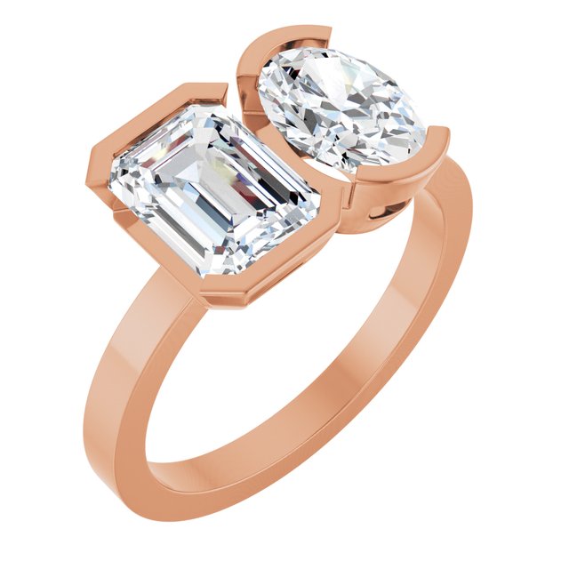 EMILY Toi Et Moi Two-Stone Emerald Cut Engagement Ring