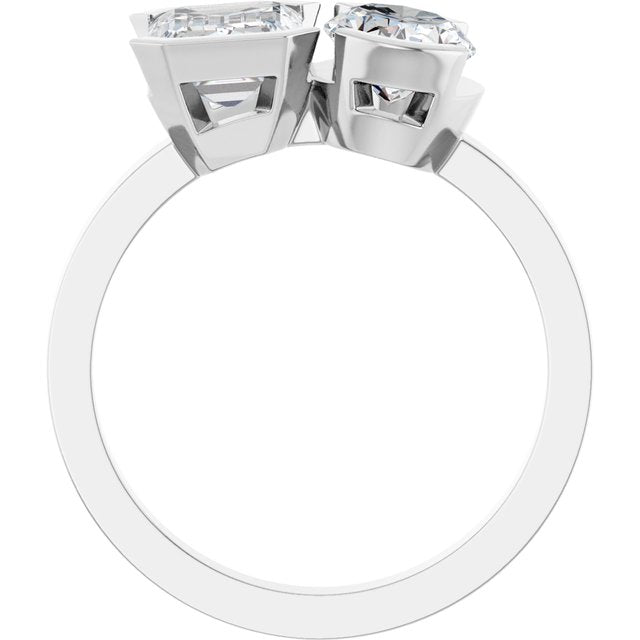 EMILY Toi Et Moi Two-Stone Emerald Cut Engagement Ring