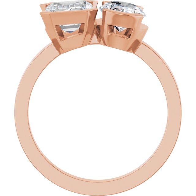 EMILY Toi Et Moi Two-Stone Emerald Cut Engagement Ring