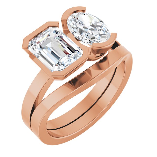 EMILY Toi Et Moi Two-Stone Emerald Cut Engagement Ring