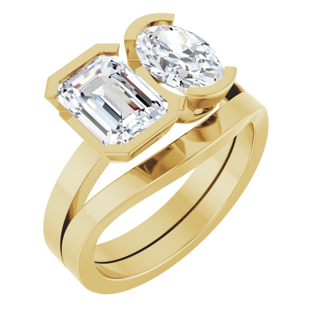 EMILY Toi Et Moi Two-Stone Emerald Cut Engagement Ring