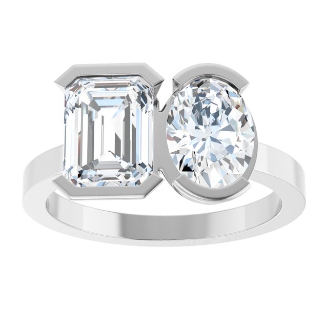 EMILY Toi Et Moi Two-Stone Emerald Cut Engagement Ring