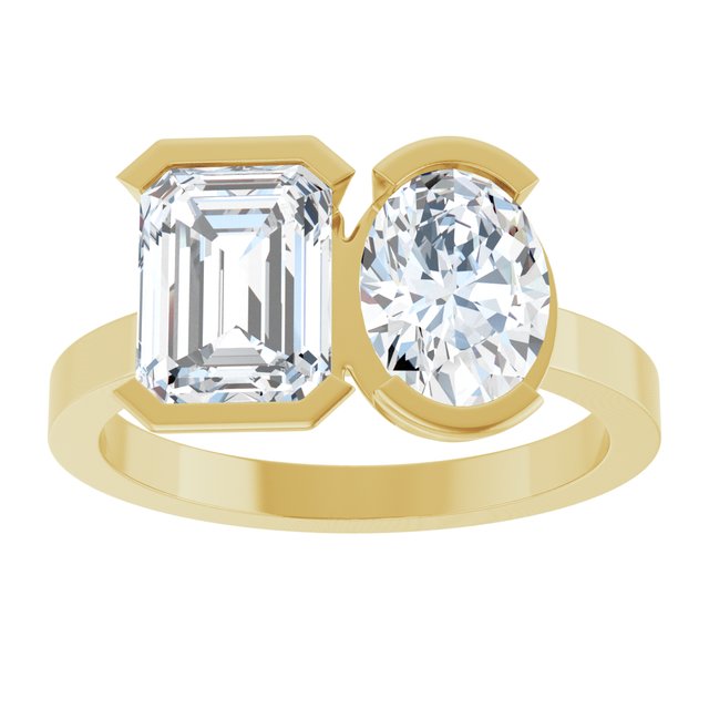 EMILY Toi Et Moi Two-Stone Emerald Cut Engagement Ring
