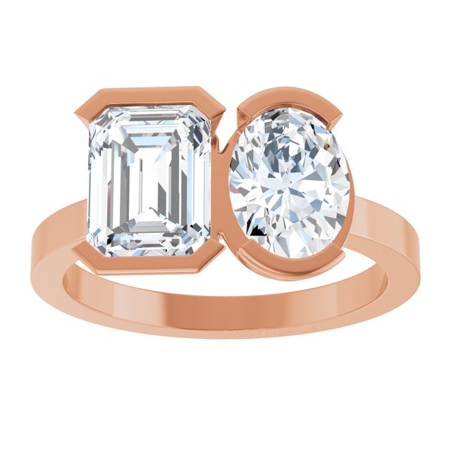 EMILY Toi Et Moi Two-Stone Emerald Cut Engagement Ring