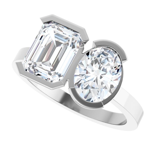 EMILY Toi Et Moi Two-Stone Emerald Cut Engagement Ring