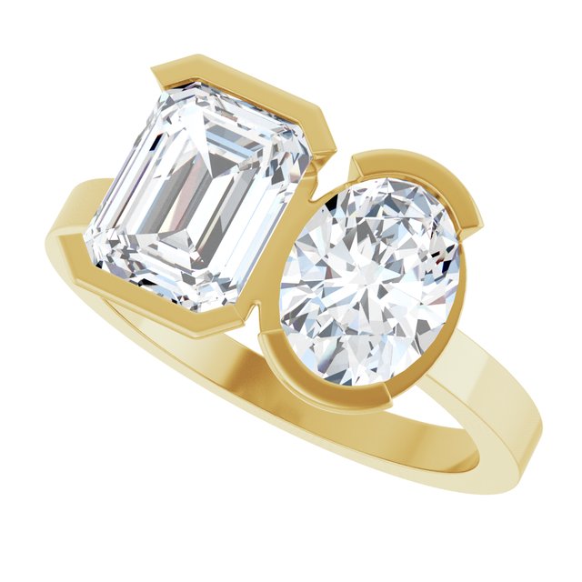 EMILY Toi Et Moi Two-Stone Emerald Cut Engagement Ring