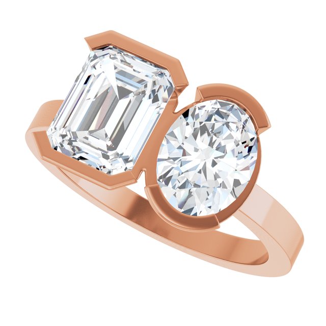 EMILY Toi Et Moi Two-Stone Emerald Cut Engagement Ring