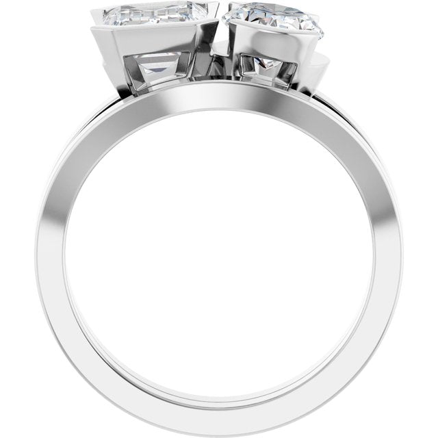 EMILY Toi Et Moi Two-Stone Emerald Cut Engagement Ring
