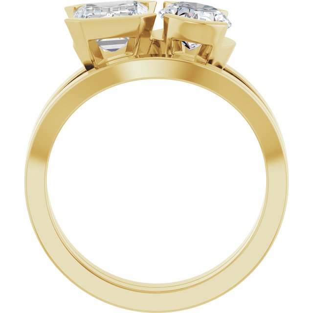 EMILY Toi Et Moi Two-Stone Emerald Cut Engagement Ring
