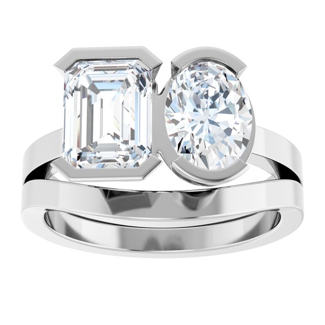 EMILY Toi Et Moi Two-Stone Emerald Cut Engagement Ring