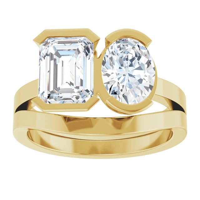 EMILY Toi Et Moi Two-Stone Emerald Cut Engagement Ring
