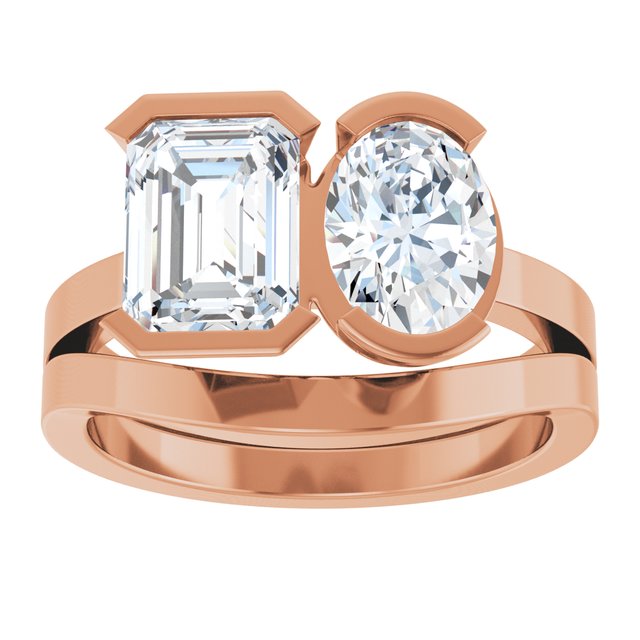 EMILY Toi Et Moi Two-Stone Emerald Cut Engagement Ring