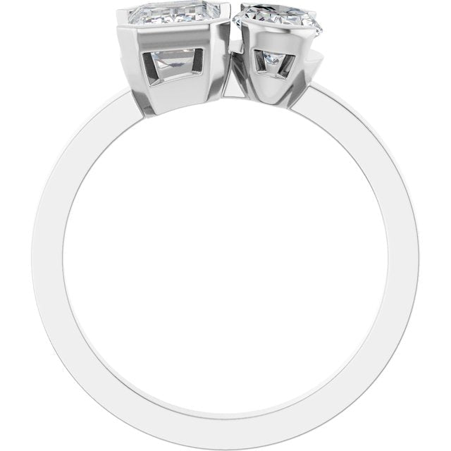 EMILY Toi Et Moi Two-Stone Emerald Cut Engagement Ring